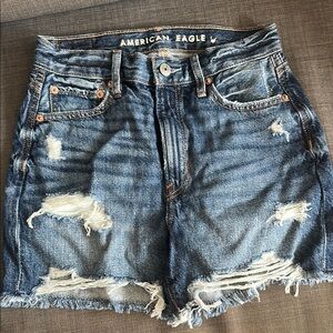 American Eagle Outfitters Blue Distressed Jean Shorts